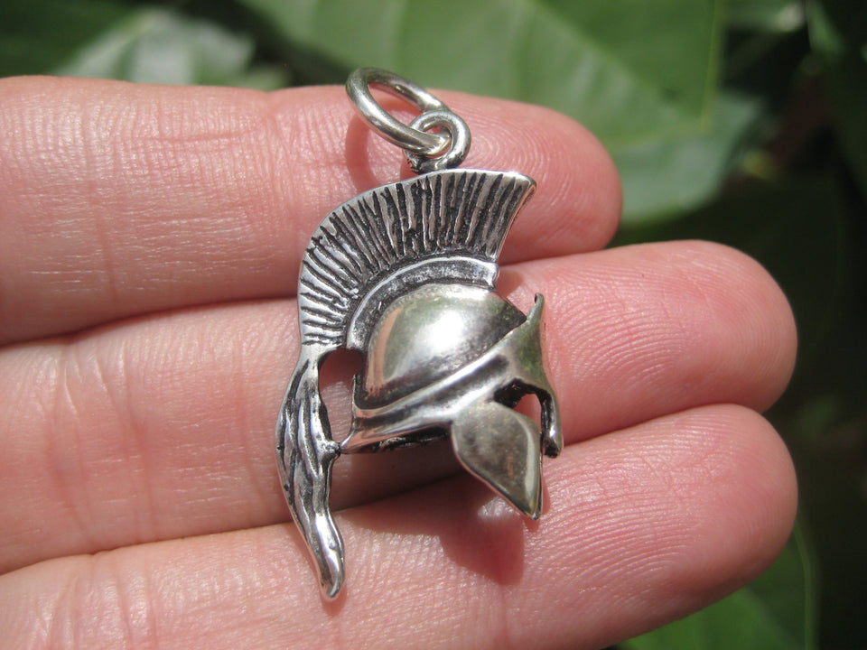 925 Silver Ancient  Roman Gladiator Greek Spartan soldiers Helmet Pendant A2