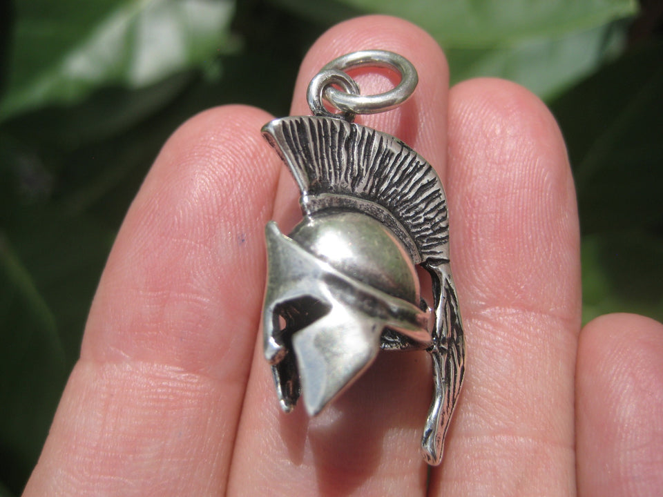 925 Silver Ancient  Roman Gladiator Greek Spartan soldiers Helmet Pendant A2