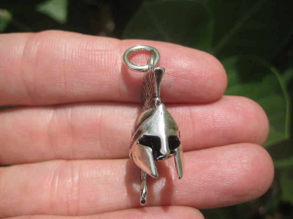 925 Silver Ancient  Roman Gladiator Greek Spartan soldiers Helmet Pendant A2