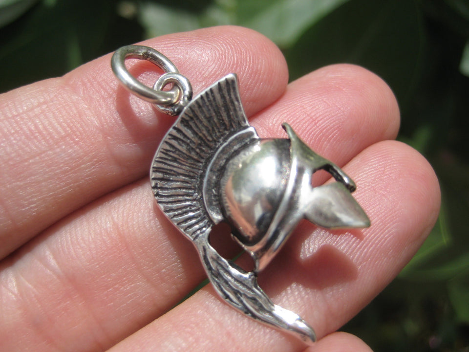 925 Silver Ancient  Roman Gladiator Greek Spartan soldiers Helmet Pendant A2