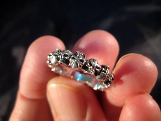 925 Sterling Silver many Skull Skulls Ring jewelry Art Thailand N3755