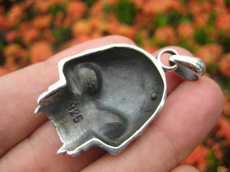 925 Sterling Silver Skull Lucky Thirteen pendant necklace jewelry Thailand N2566