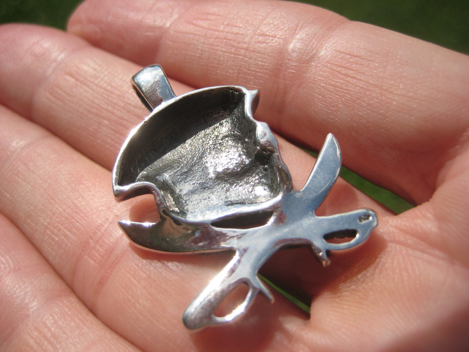 925 Silver Skull Pirate and Cutlass Pendant Necklace A2769