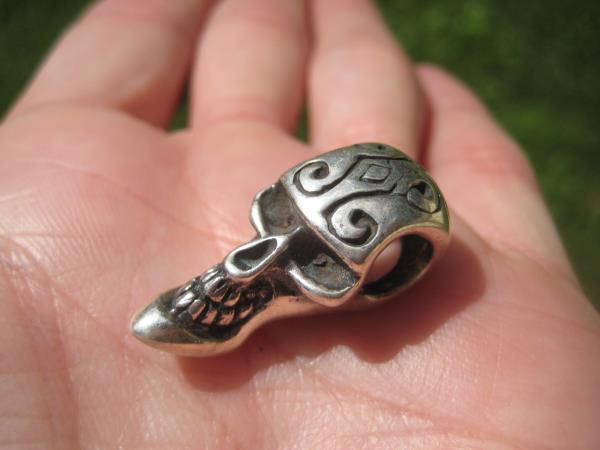 925 Silver Thin Man Skull Pendant Necklace Thailand A7454