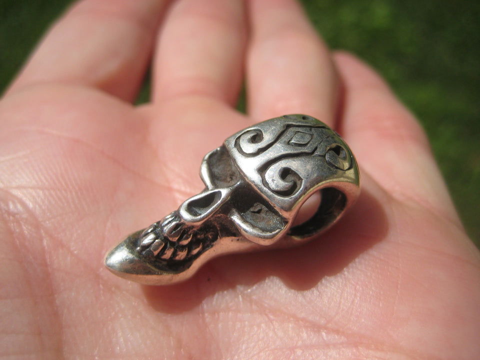 925 Silver Thin Man Skull Pendant Necklace A7454