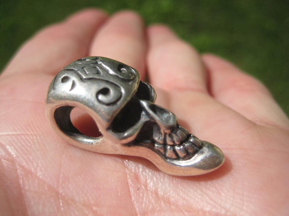 925 Silver Thin Man Skull Pendant Necklace A7454