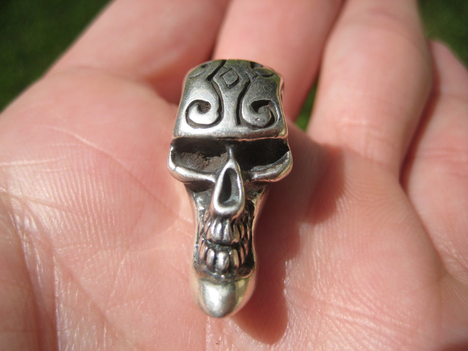 925 Silver Thin Man Skull Pendant Necklace A7454