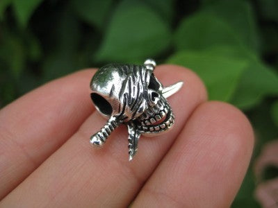 925 Sterling Silver Skull pirate pendant necklace jewelry art