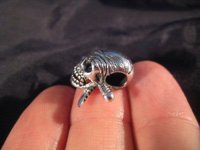 925 Sterling Silver Skull pirate pendant necklace jewelry art