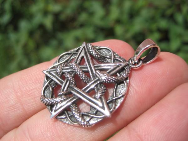 925 Silver Snake Pentagram Pendant Pentacle necklace jewelry Art A22