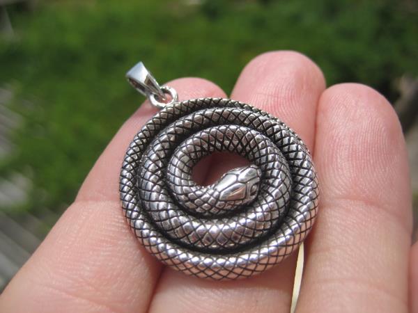 925 Silver Snake Pendant Necklace Thailand jewelry