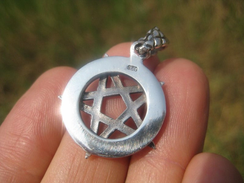 925 sterling silver star and moon wicca inverted pentagram pendant necklace