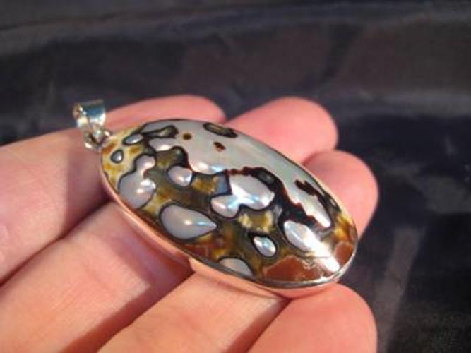 925 Silver African Turban Shell pendant Thailand jewelry  N 2977