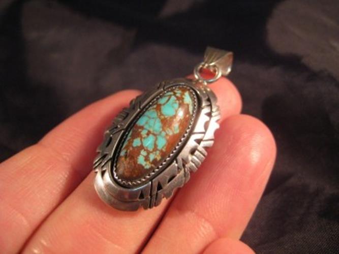 925 Silver Arizona Blue Turquoise stone Pendant Necklace Jewelry N38677