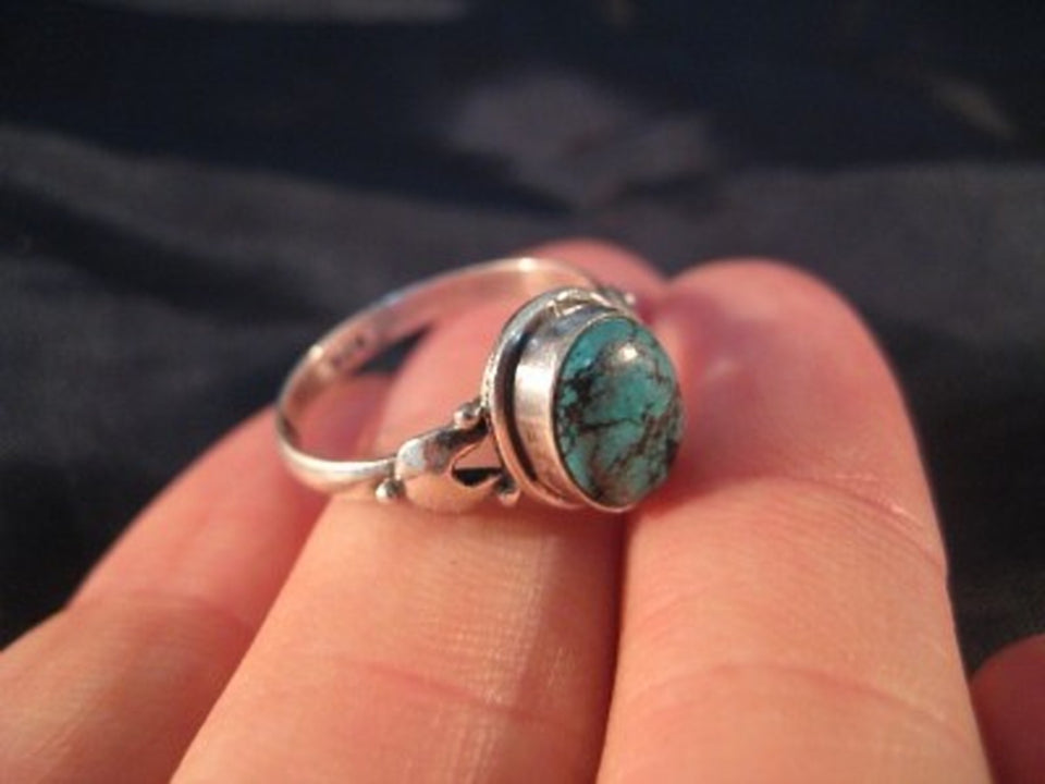 925 Silver Tibetan Turquoise stone Ring jewelry Nepal Size 7 US A804