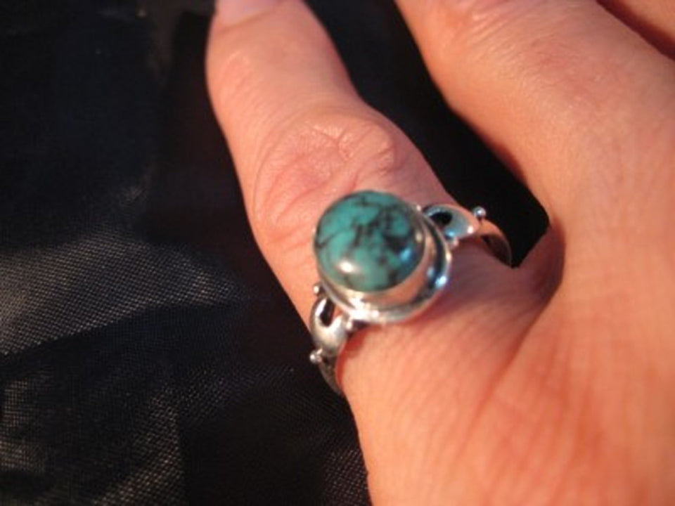 925 Silver Tibetan Turquoise stone Ring jewelry Nepal Size 7 US A804