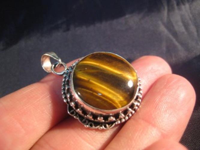 925 Silver Tiger Tiger's Eye pendant nepal jewelry N4888
