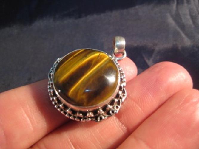 925 Silver Tiger Tiger's Eye pendant nepal jewelry N4888