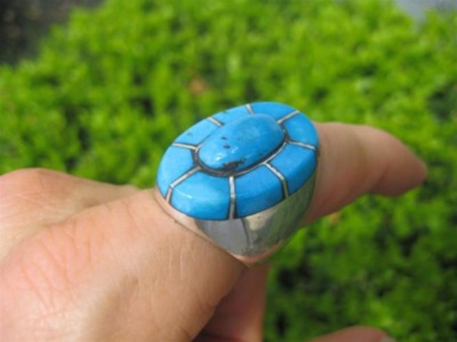 925 Silver Arizona Turquoise Ring Jewelry Size 7.75 8 N28544