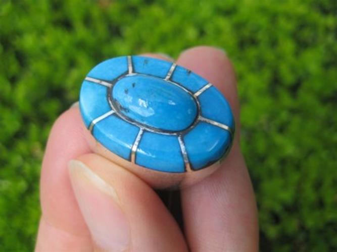 925 Silver Arizona Turquoise Ring Jewelry Size 7.75 8 N28544