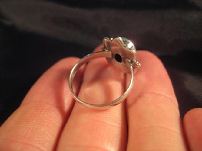 925 Silver Tibetan Turquoise crystal stone Ring Nepal jewelry art Size 6.5 N3896