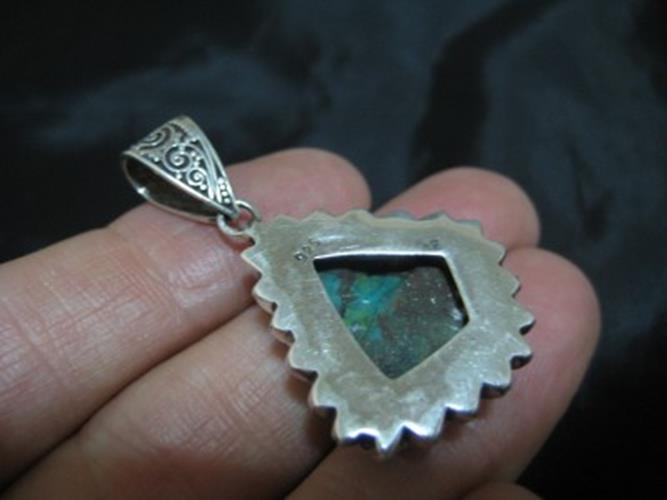 925 Silver Tibetan Turquoise stone crystal Pendant Necklace Nepal N4977