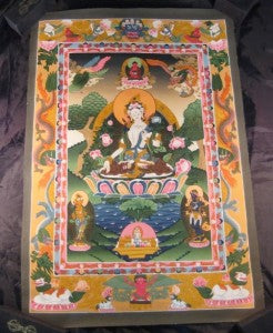 24 K Gold White Tara Dragon Thangka Thanka paintng Nepal Himalayan Art
