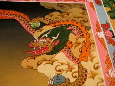 24 K Gold White Tara Dragon Thangka Thanka paintng Nepal Himalayan Art