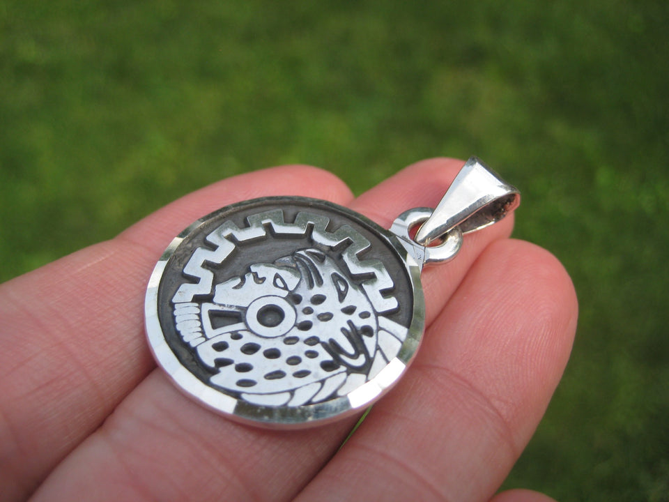 925 Silver Mayan Aztec Pendant Jaguar King A7436