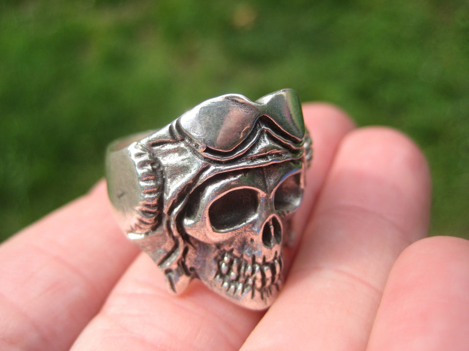 925 Silver Skull Ring Taxco Mexico 9.5 US A33415