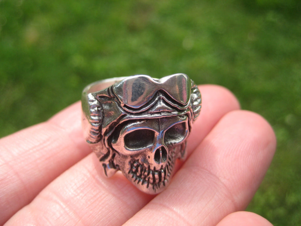 925 Silver Skull Ring Taxco Mexico 9.5 US A33415