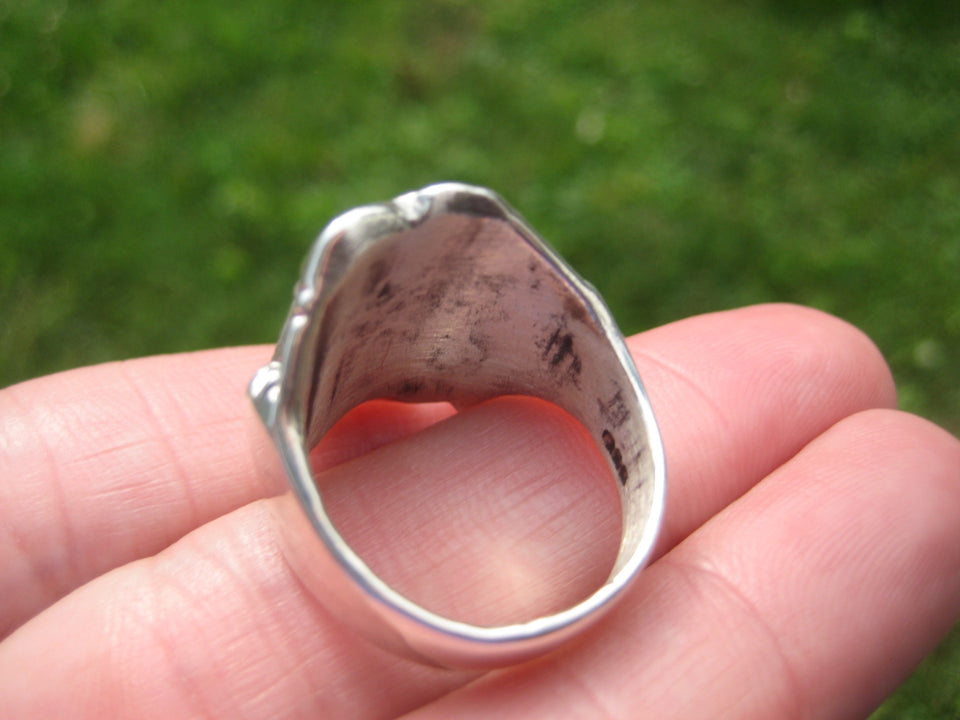 925 Silver Skull Ring Taxco Mexico 9.5 US A33415