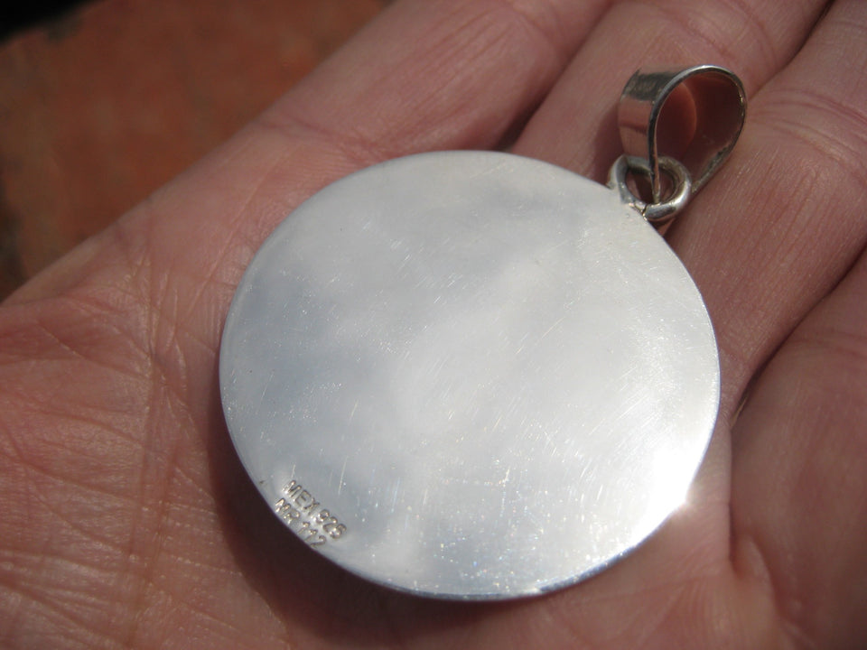Large 925 Silver Mayan Calendar Pendant Taxco Mexico A2745