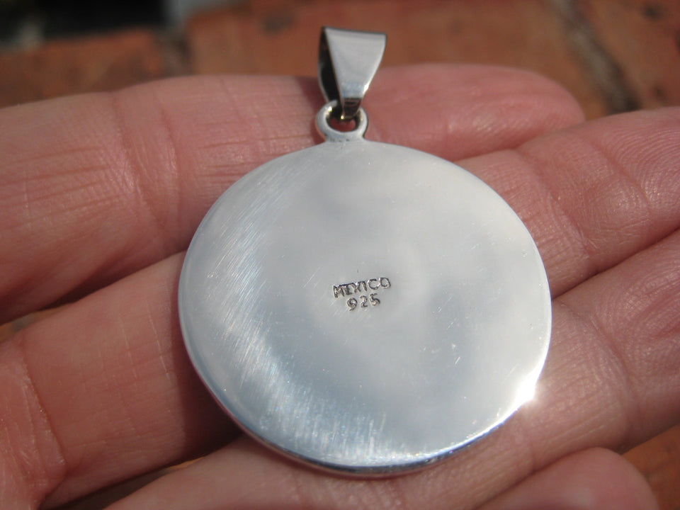 Large 925 Silver Mayan Calendar Pendant Taxco Mexico A2745