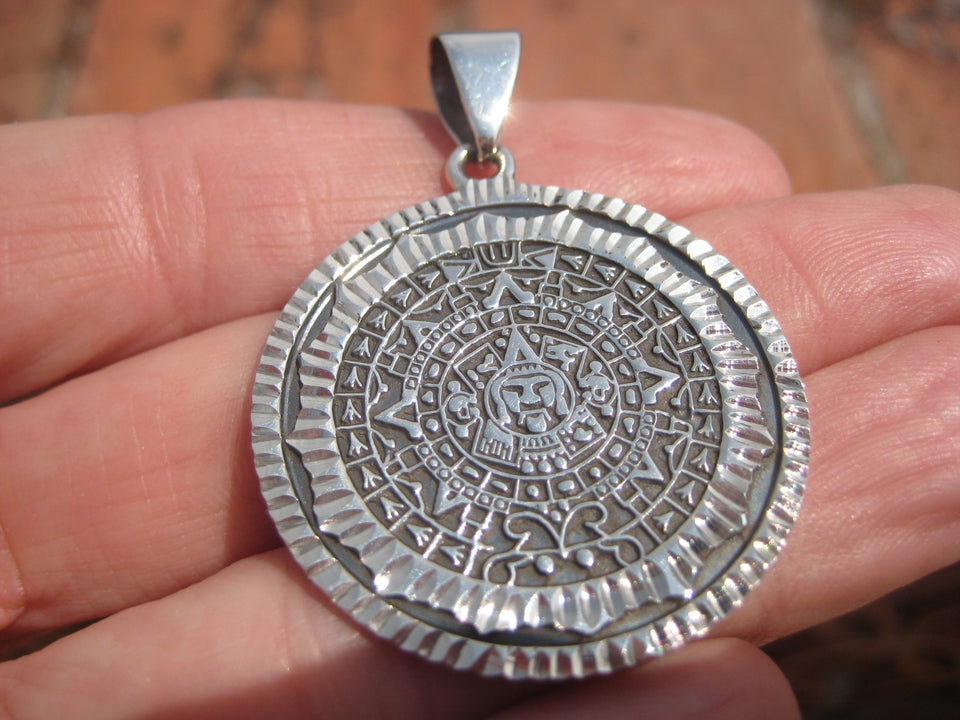925 Silver Mayan Calendar Taxco Mexico A6388