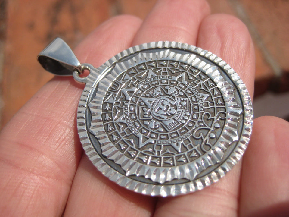 925 Silver Mayan Calendar Taxco Mexico A6388