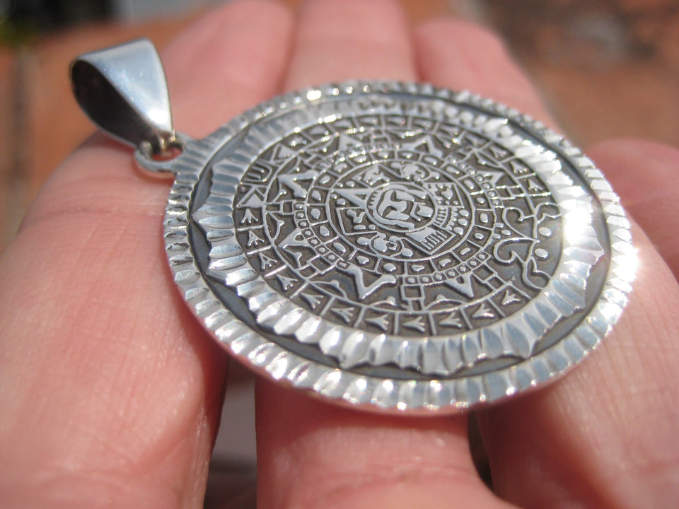 925 Silver Mayan Calendar Taxco Mexico A6388