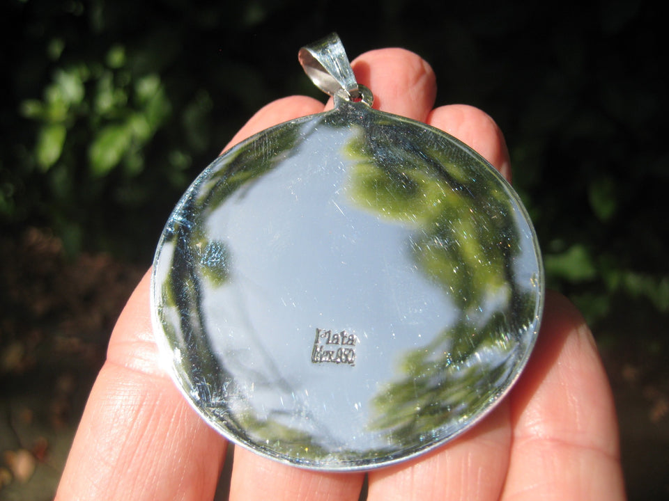 Large 950 Silver Mayan Calendar Pendant Necklace Taxco Mexico A8343