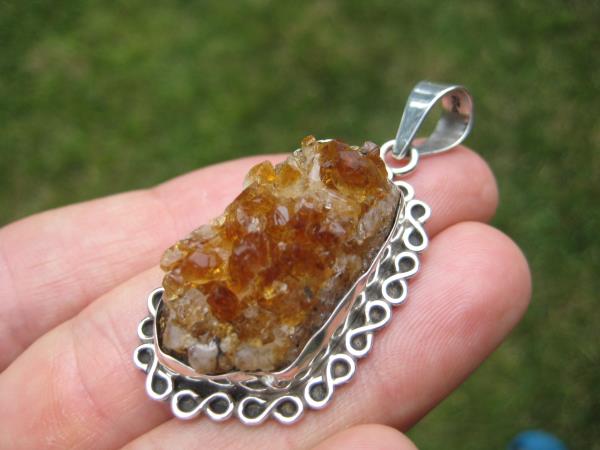 925 Silver Natural Citrine Quartz Pendant Necklace Taxco Mexico