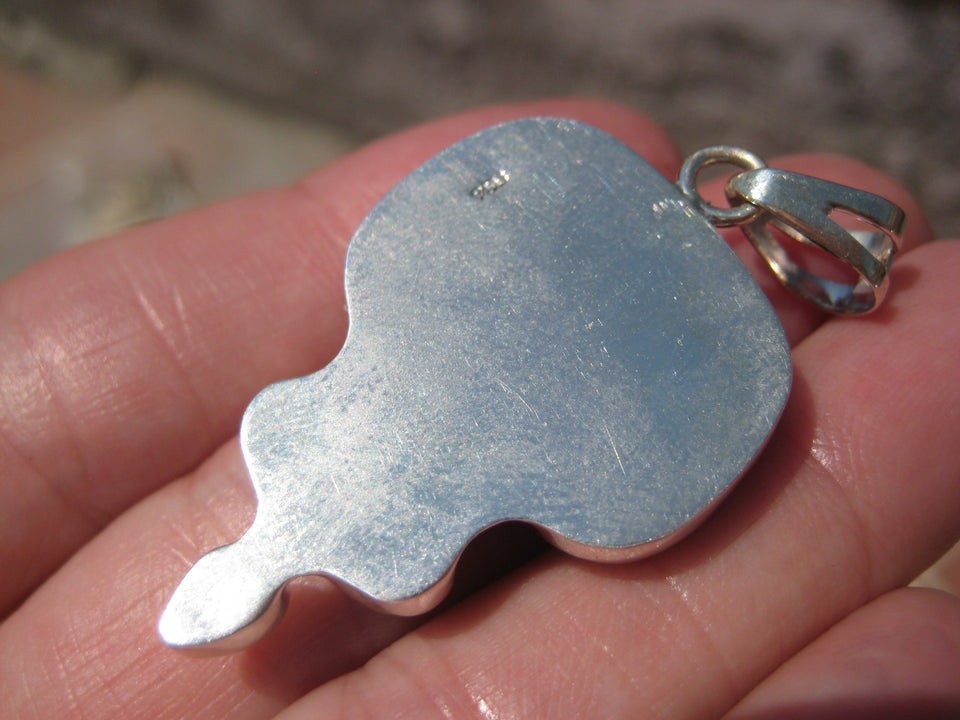 925 Silver Natural Arizona Turquoise Pendant Necklace Taxco Mexico A574
