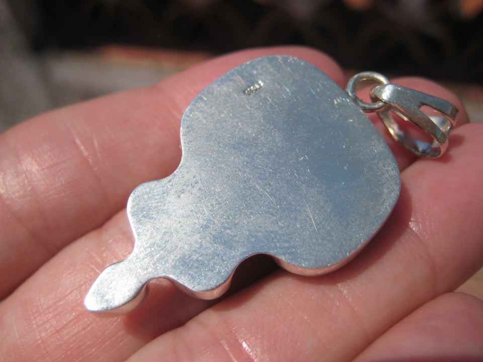 925 Silver Natural Arizona Turquoise Pendant Necklace Taxco Mexico A574