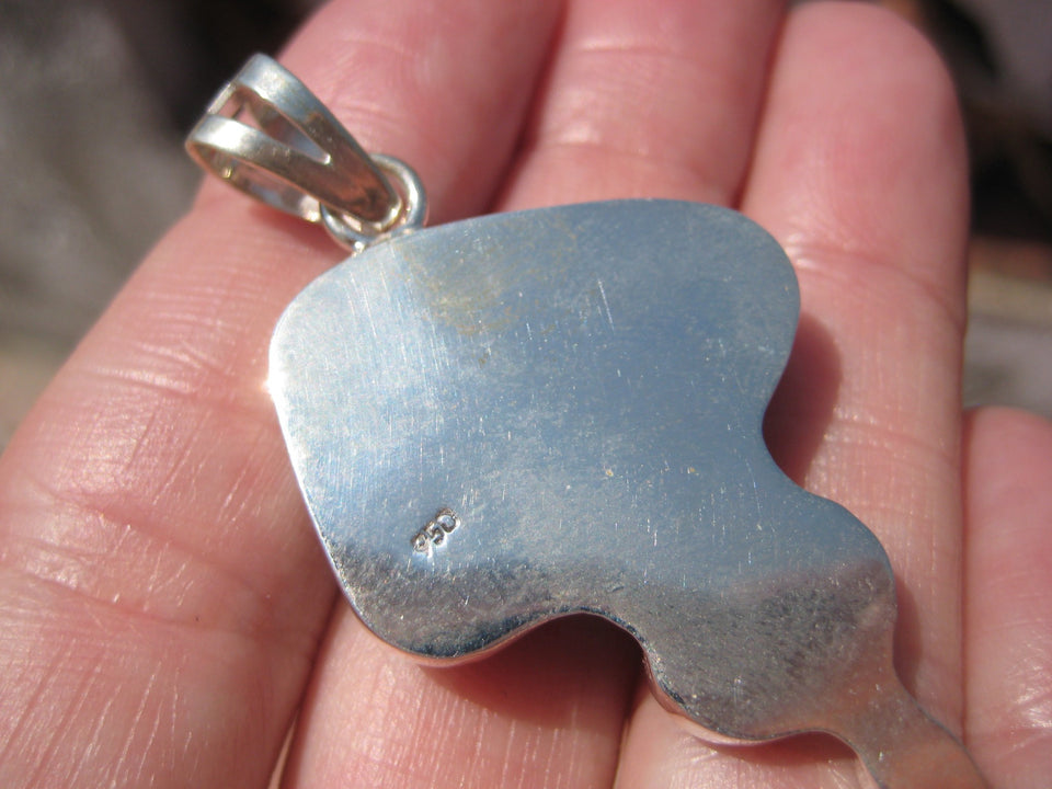 925 Silver Natural Arizona Turquoise Pendant Necklace Taxco Mexico A574