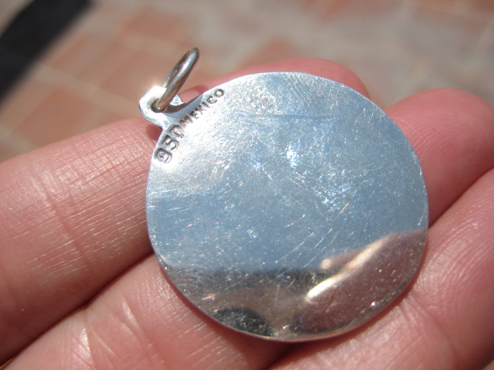 950 Silver Teotihuacan Toltecs Pendant Necklace Taxco Mexico A205