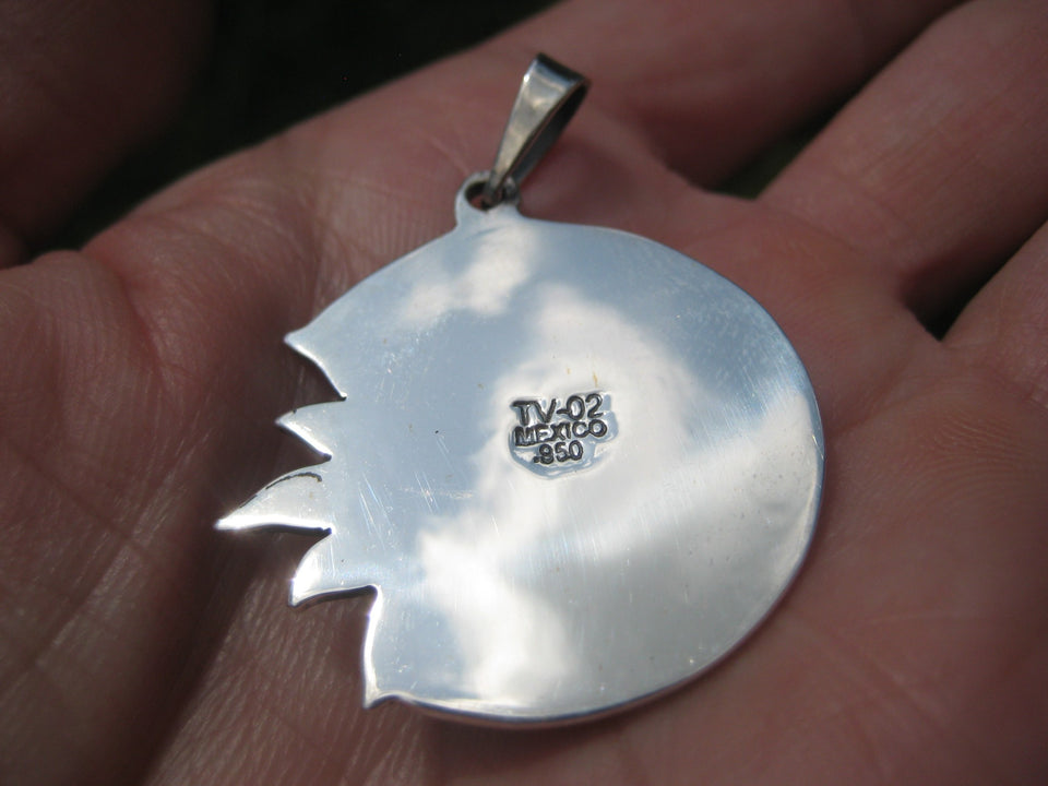950 Silver Sun Moon Pendant Taxco Mexico A2644