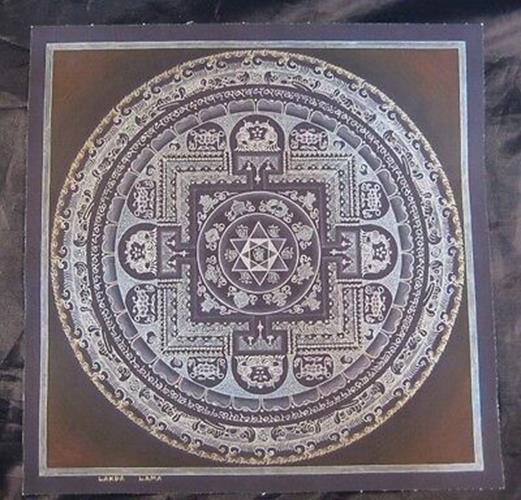 24 K Gold Lakpa Lama Signed Ohm Silver Thangka Thanka Painting Art A5N25