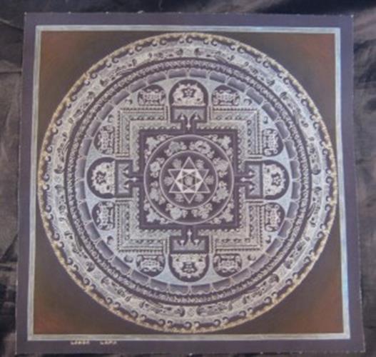 24 K Gold Lakpa Lama Signed Ohm Silver Thangka Thanka Painting Art A5N25