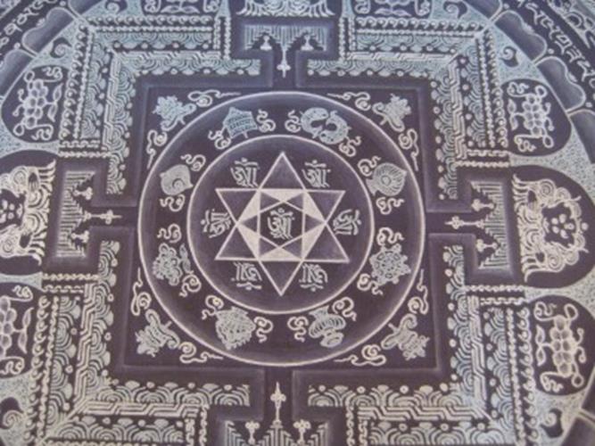 24 K Gold Lakpa Lama Signed Ohm Silver Thangka Thanka Painting Art A5N25