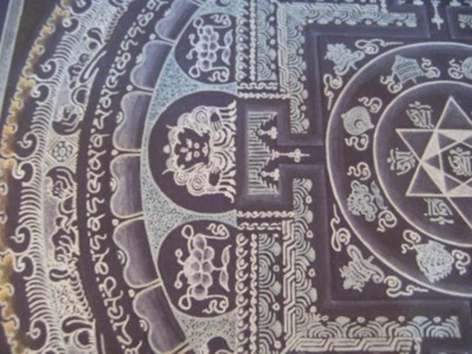 24 K Gold Lakpa Lama Signed Ohm Silver Thangka Thanka Painting Art A5N25