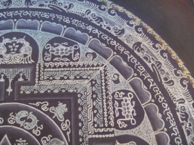 24 K Gold Lakpa Lama Signed Ohm Silver Thangka Thanka Painting Art A5N25