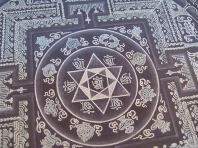 24 K Gold Lakpa Lama Signed Ohm Silver Thangka Thanka Painting Art A5N25